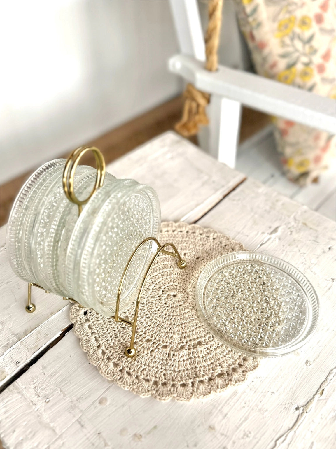 Glass Coaster Caddy Set