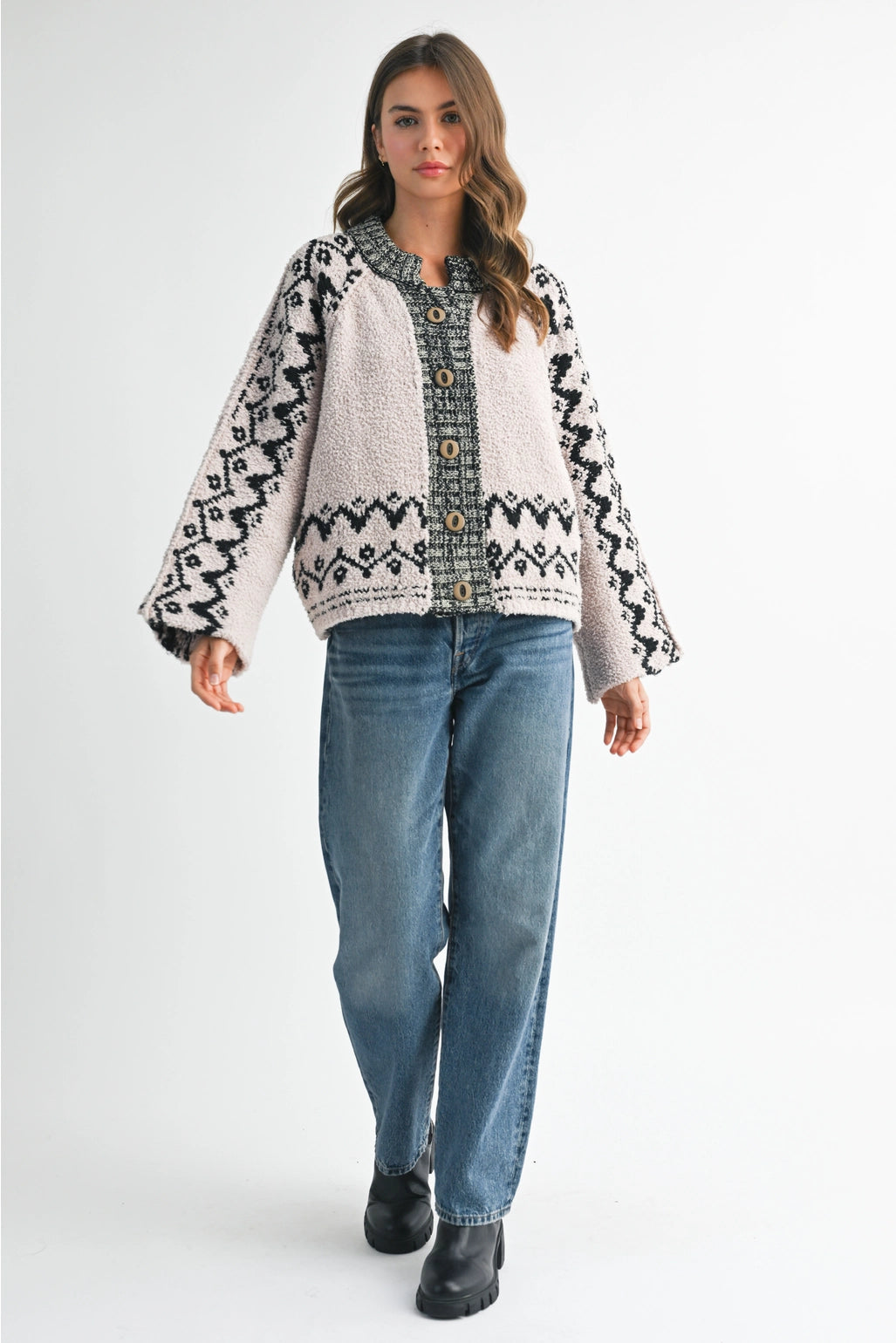 Boho Knit Button-Front Cardigan