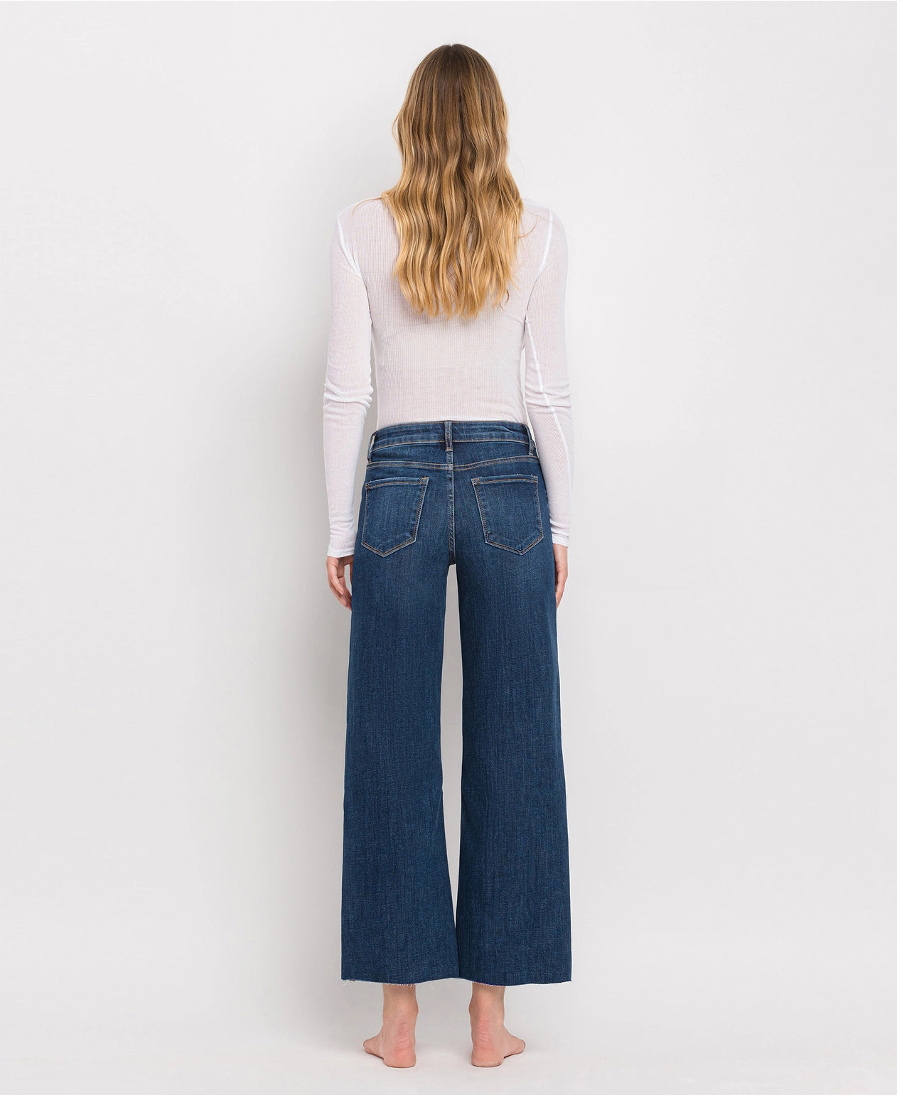 Tummy Control Mid Rise Dark Wash Wide Leg Jeans