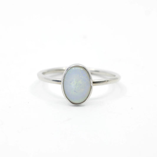 Opal Oval Ring in Sterling Silver