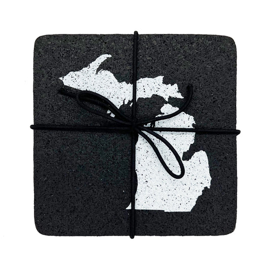 Michigan Silhouette Recycled Tire Coaster Set of Four