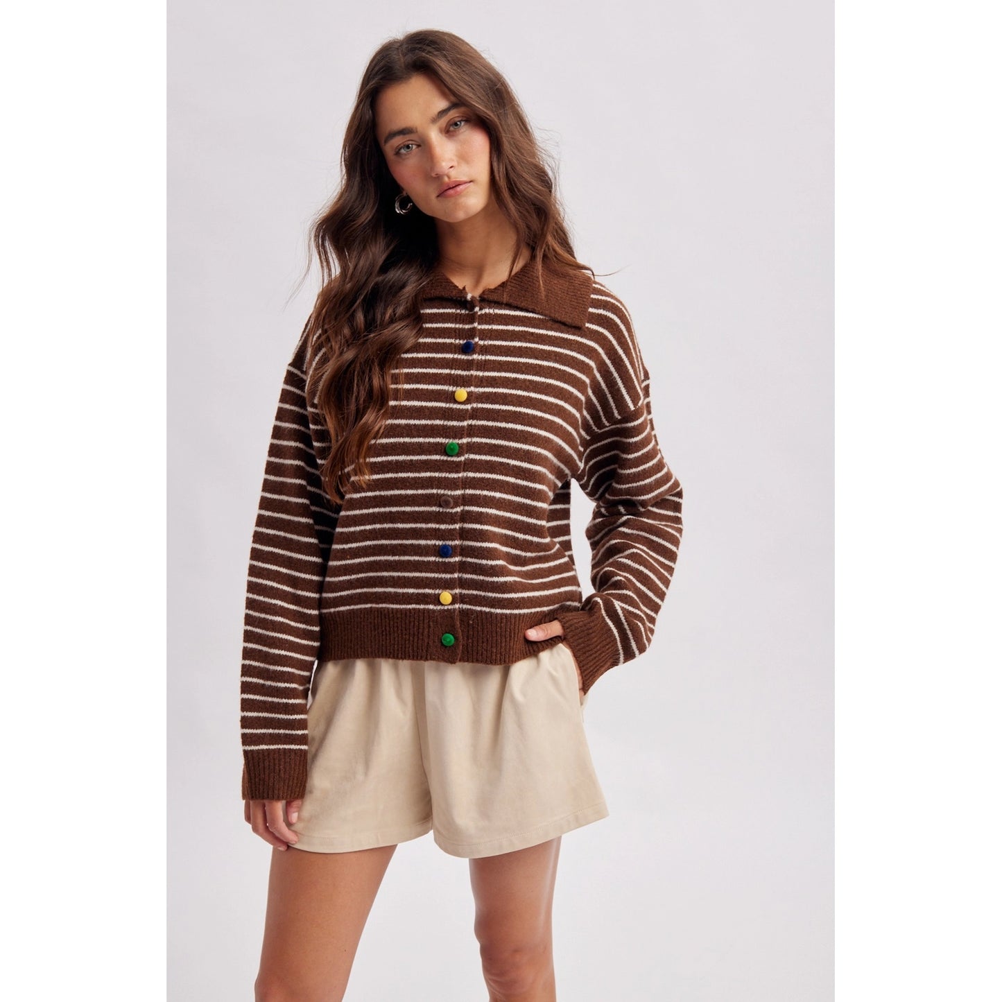 Striped Multicolor Button Cardigan