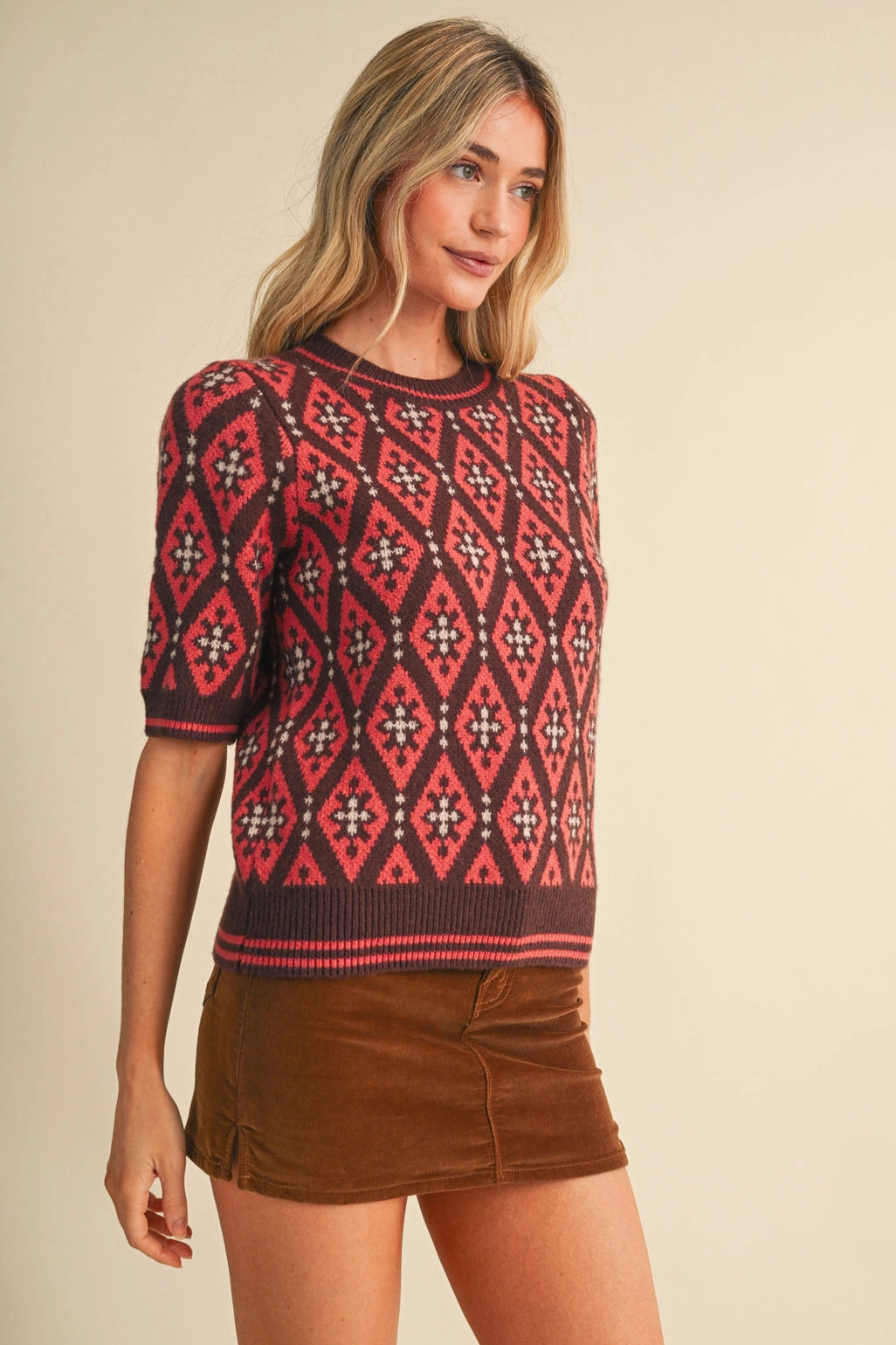 Geometric Knit Sweater Top
