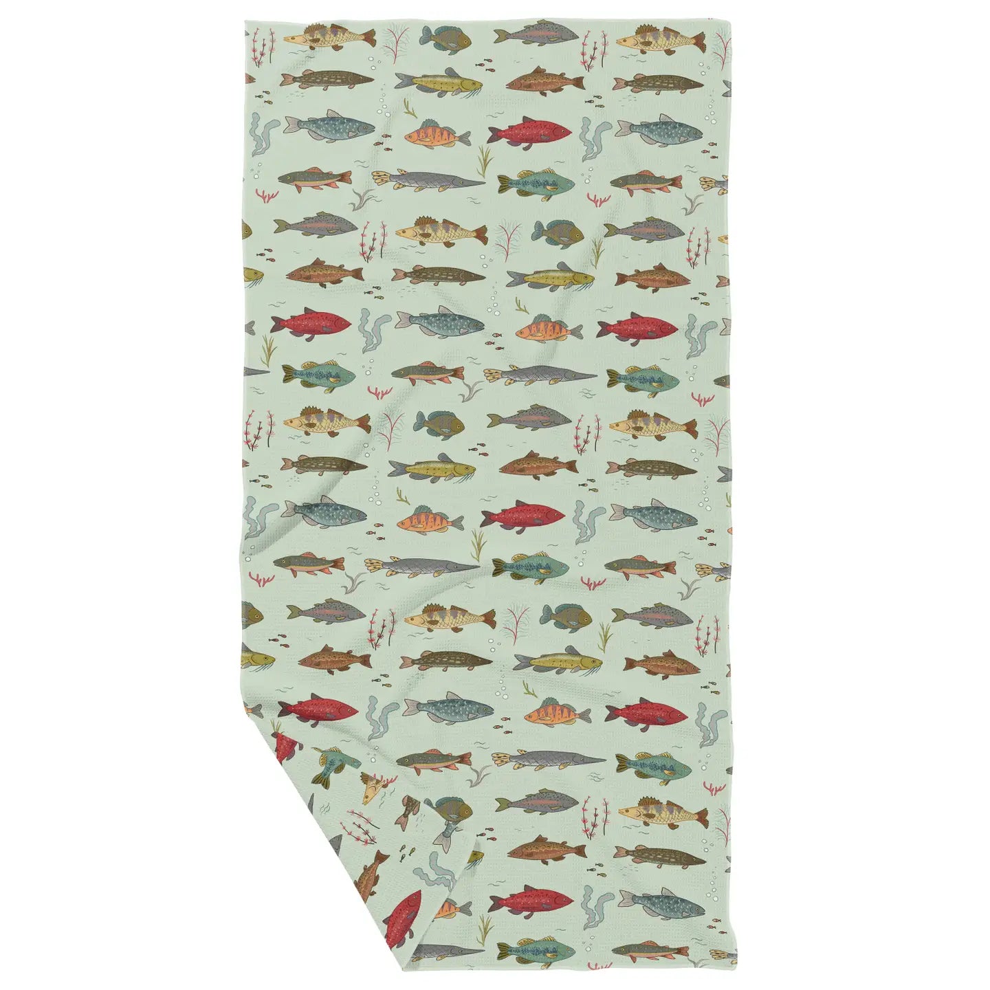 Freshwater Fish Double Sided Waffle Dish Towel