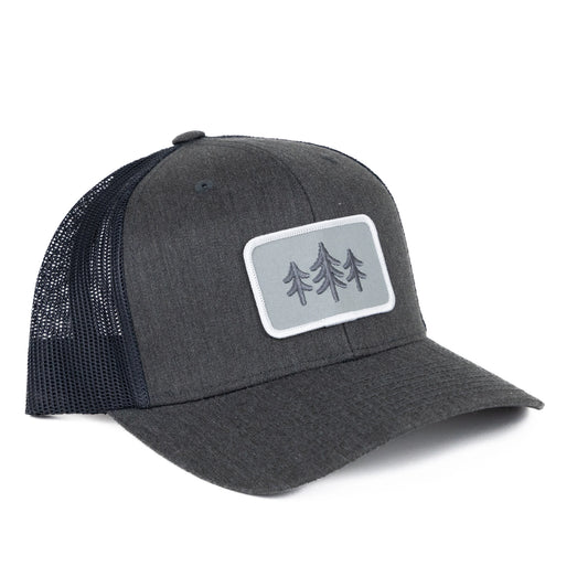 TriPine Patch Trucker Hat - Charcoal Heather/Charcoal