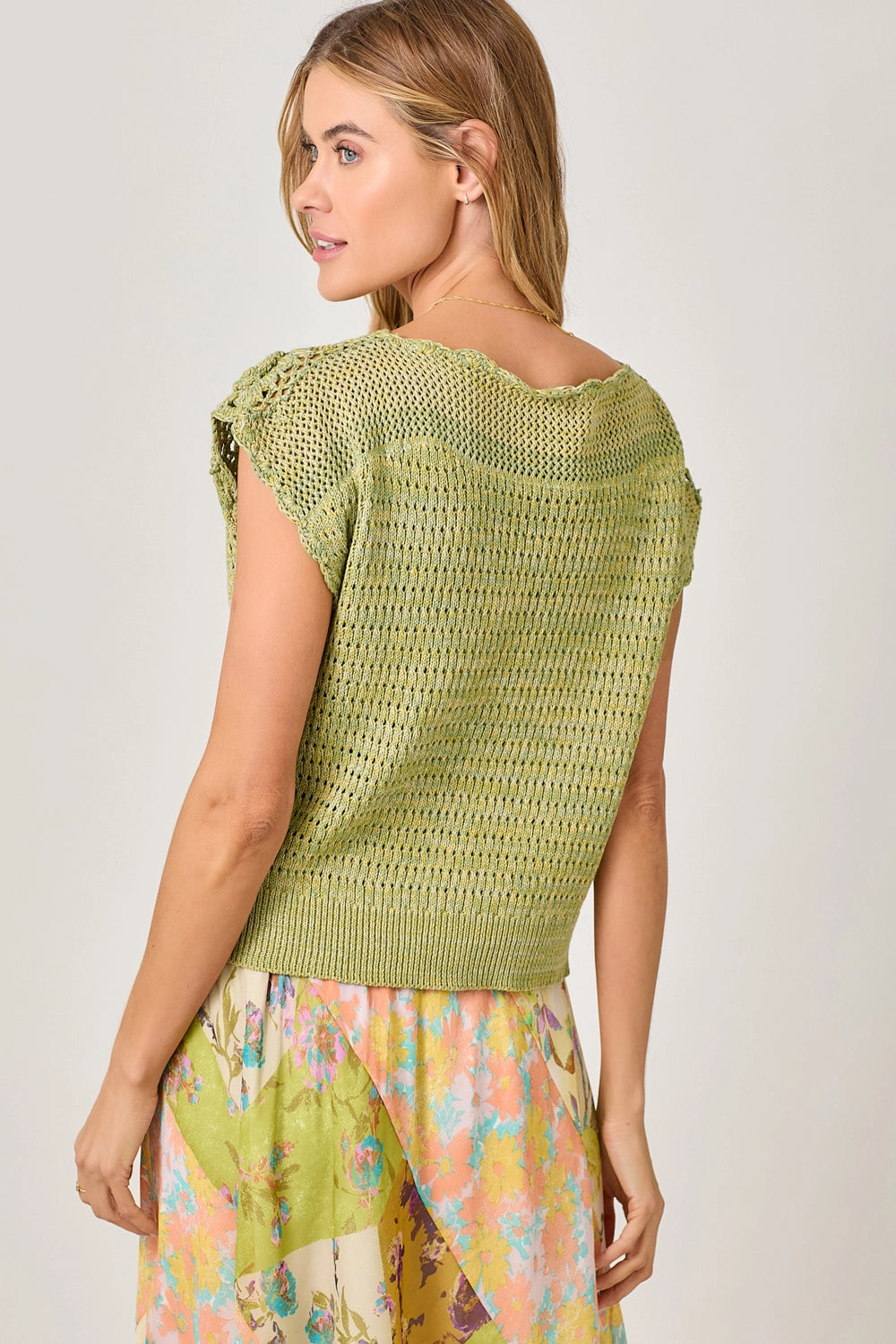 Floral Yoke Crochet Top