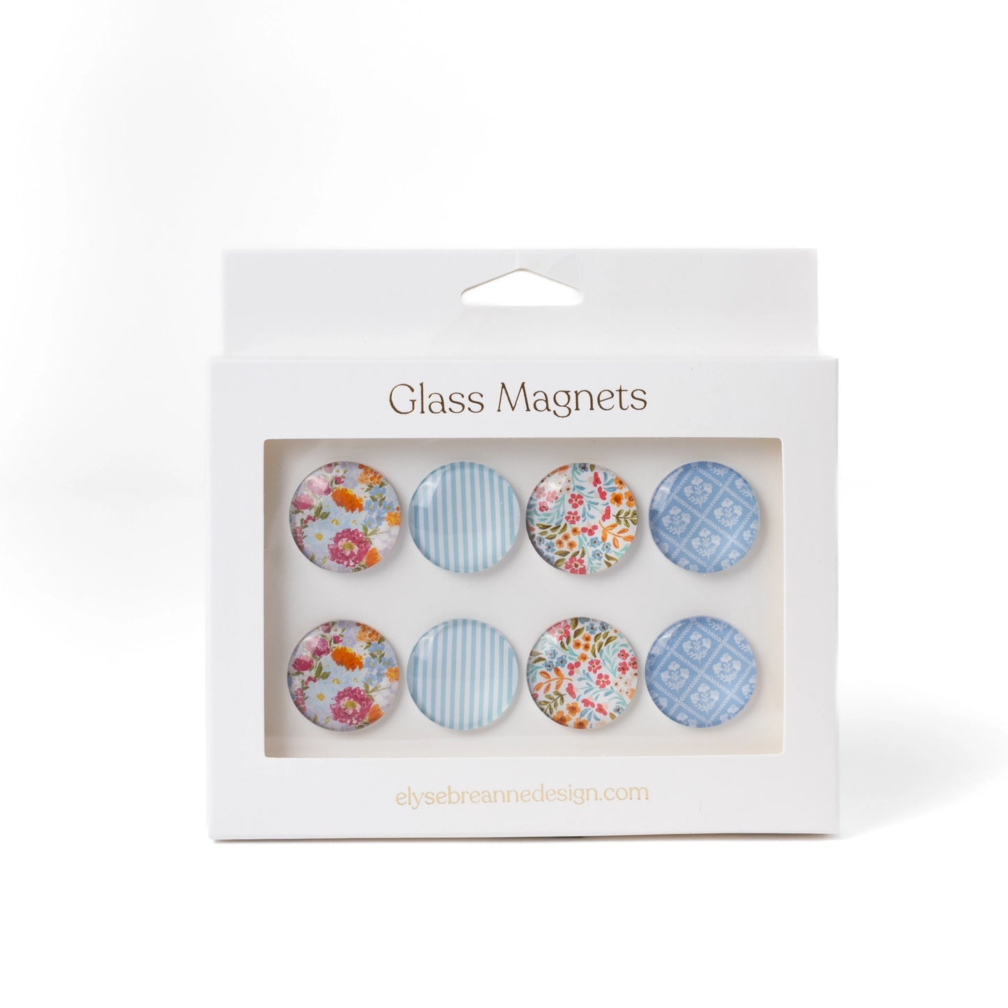 Glass Magnets, Box Set of 8 Floral Magnets