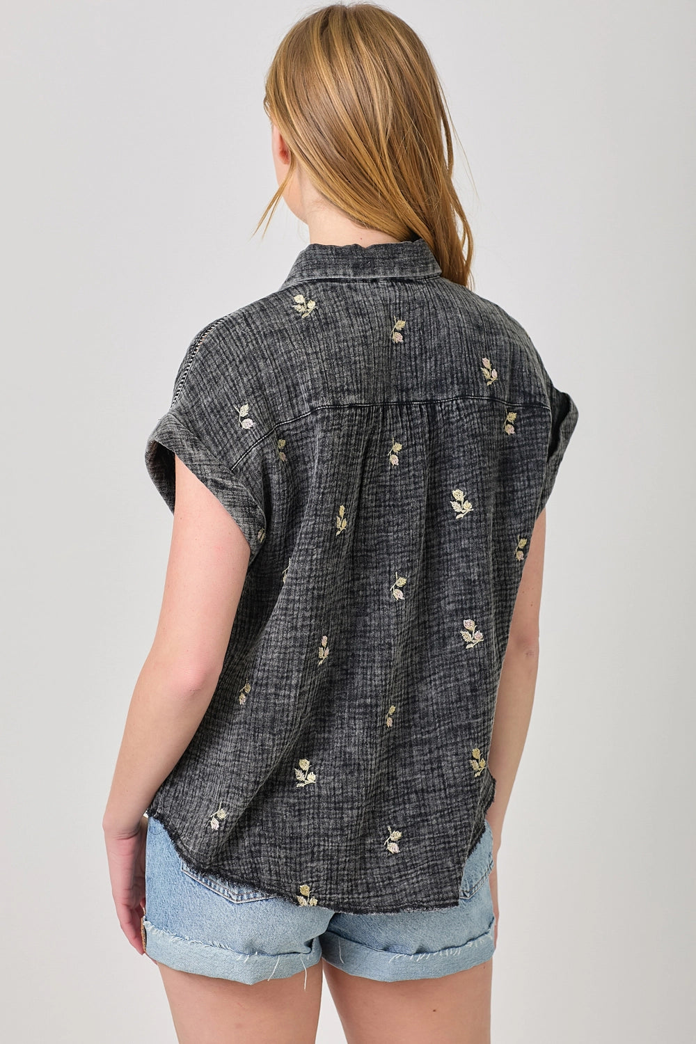 Washed Embroidery Top