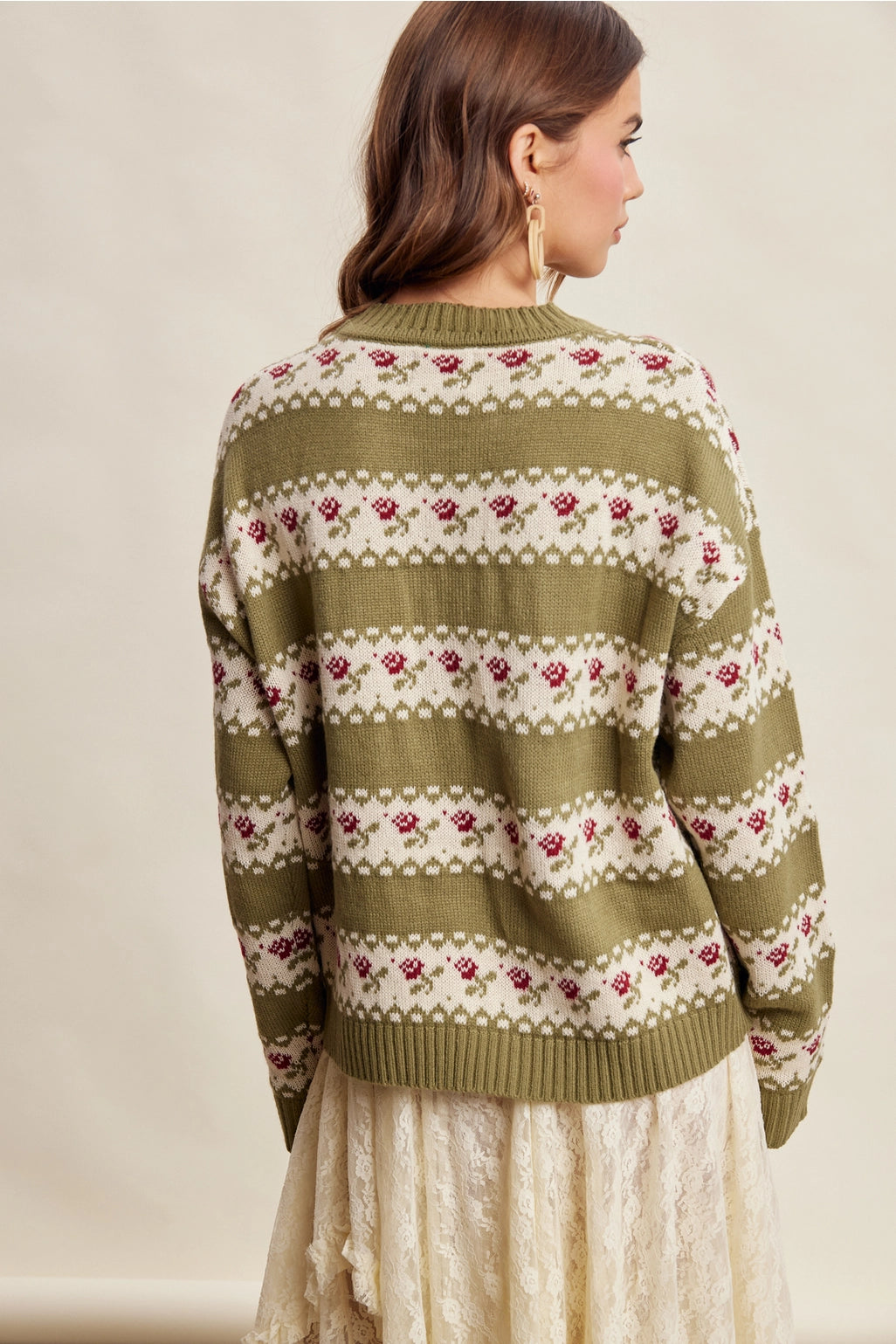 Floral Fair Isle Knit Sweater