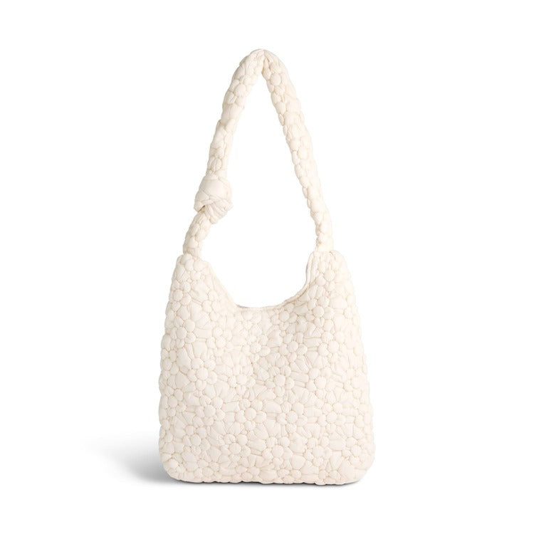 Cream Quilted Flower Tote