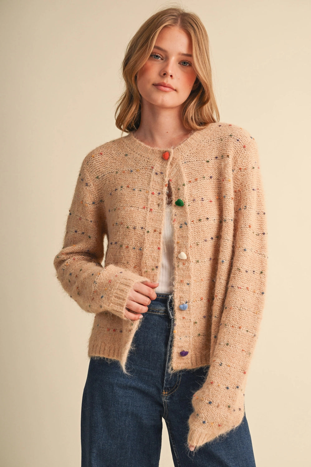 Speckled Knit Sweater Cardigan