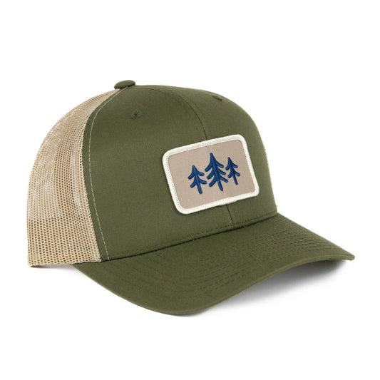 TriPine Patch Trucker Hat - Heather Moss/Khaki