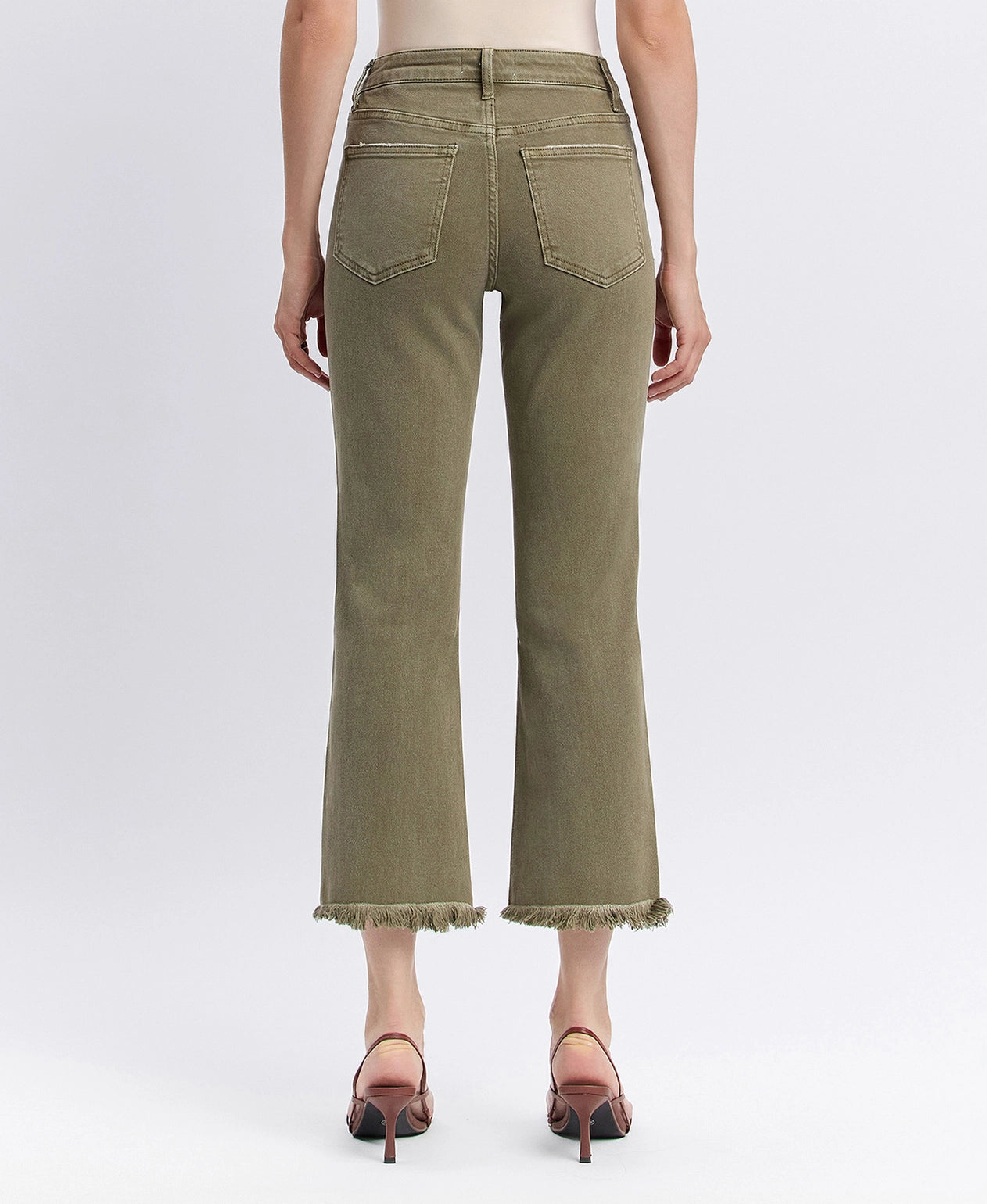 High Rise Raw Hem Relaxed Straight Jeans