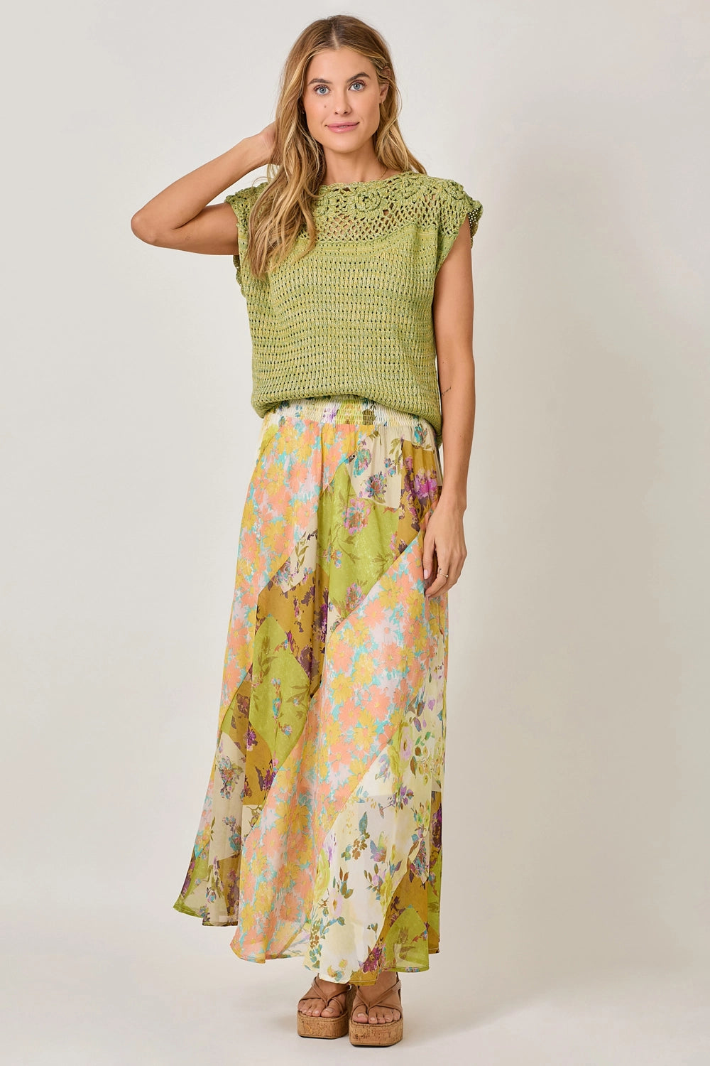 Floral Yoke Crochet Top