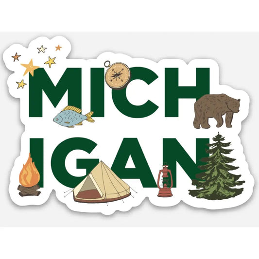 Camping Emblems of Michigan Sticker