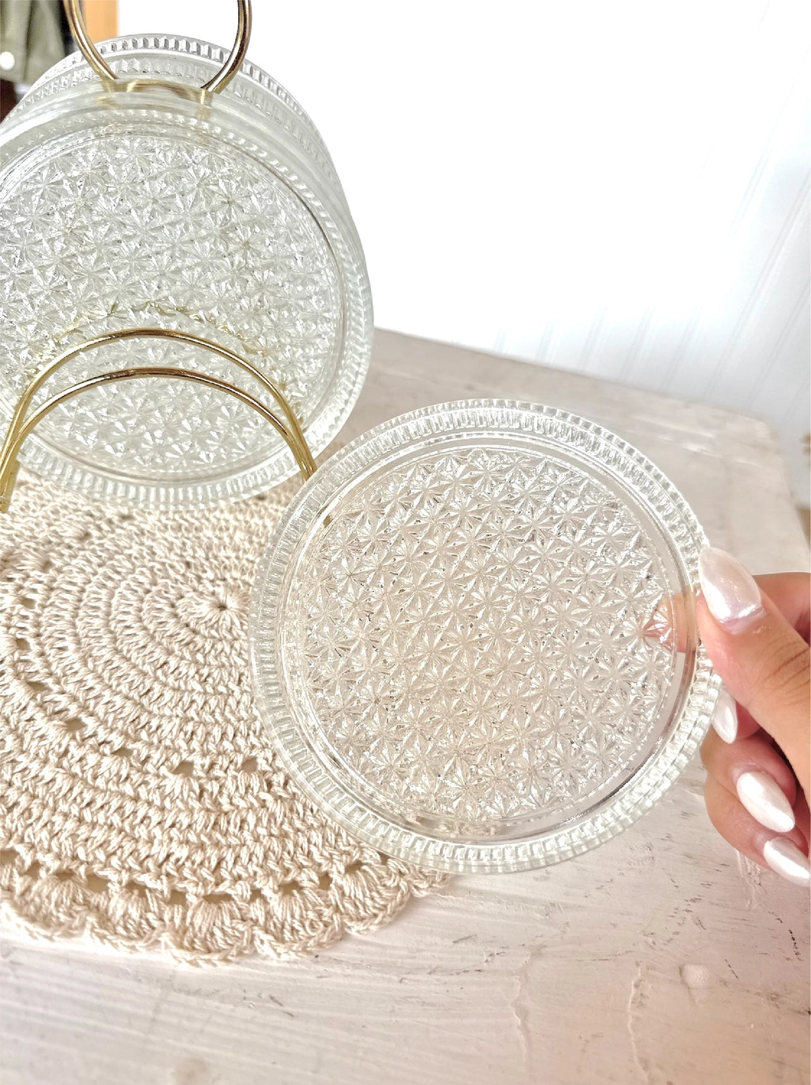 Glass Coaster Caddy Set