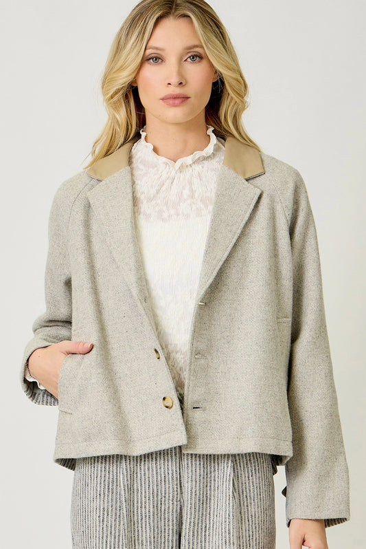 Mixed Media Jacket - Oatmeal
