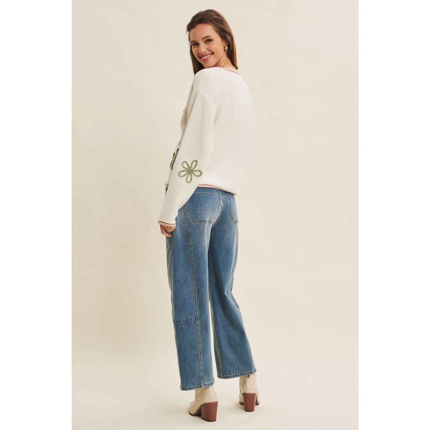Floral Applique Soft Sweater