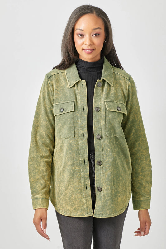 Washed Shacket - Olive