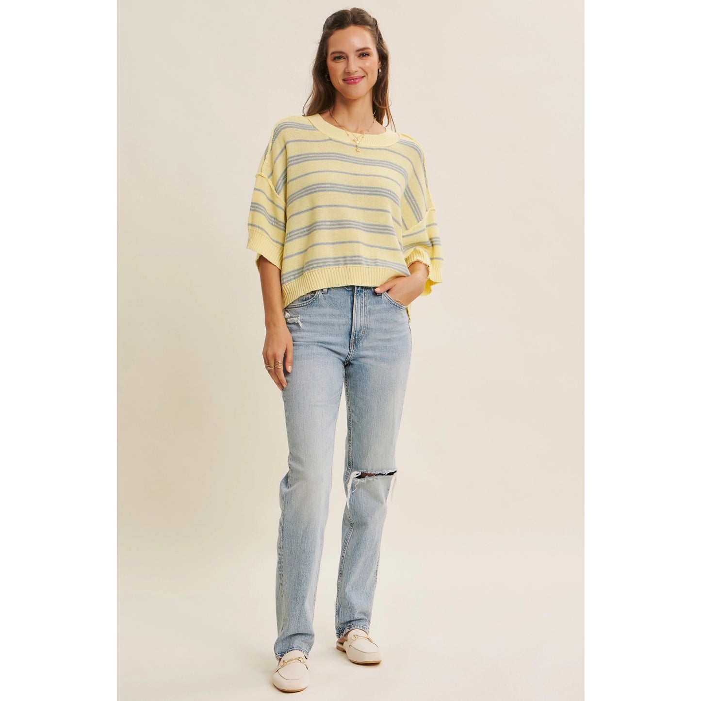 Essence of Weekends Boxy Stripe Sweater
