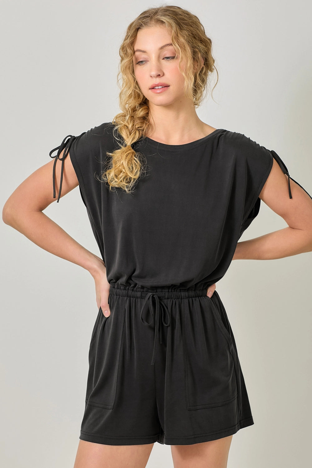 Cinched Shoulder Tie Romper
