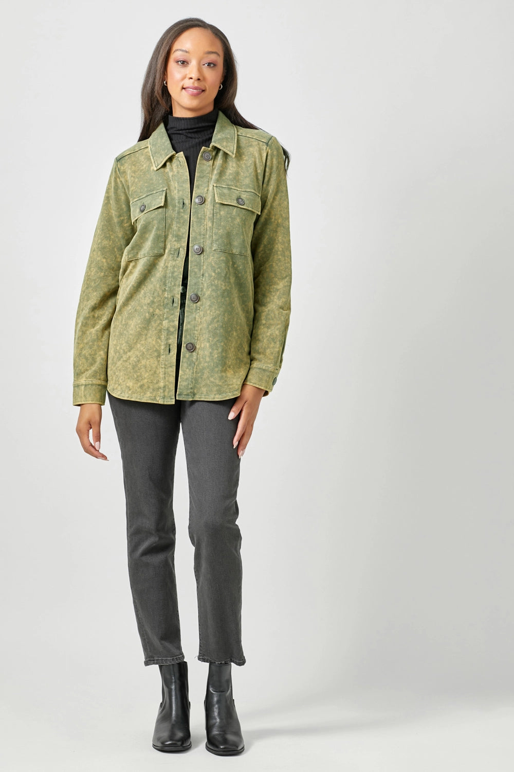 Washed Shacket - Olive
