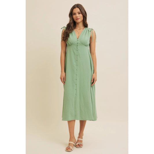 Classic Polka Dot Button-Down Midi Dress
