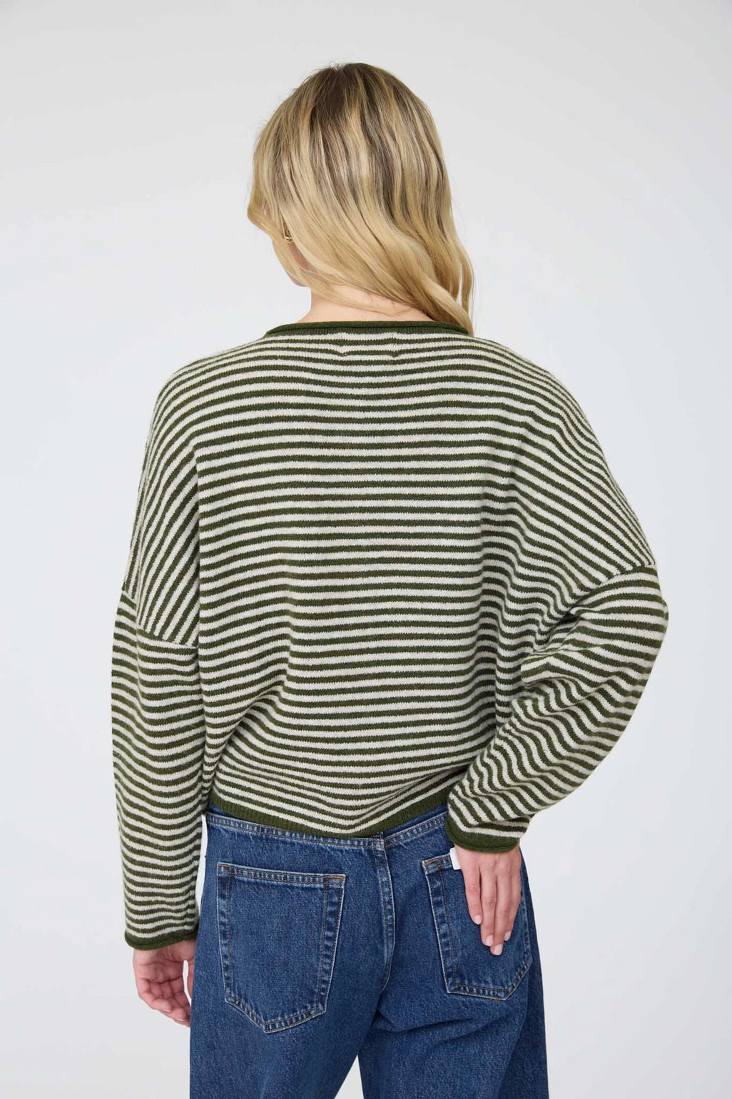 Stripe Knit Cardigan - Olive