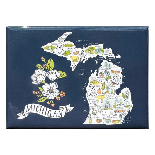 Illustrated Michigan Map Magnet