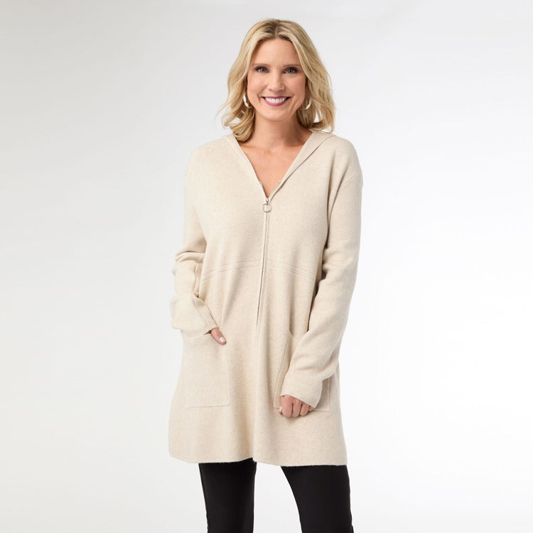 Heavenly-Luxe Zip Front Hooded Cardigan