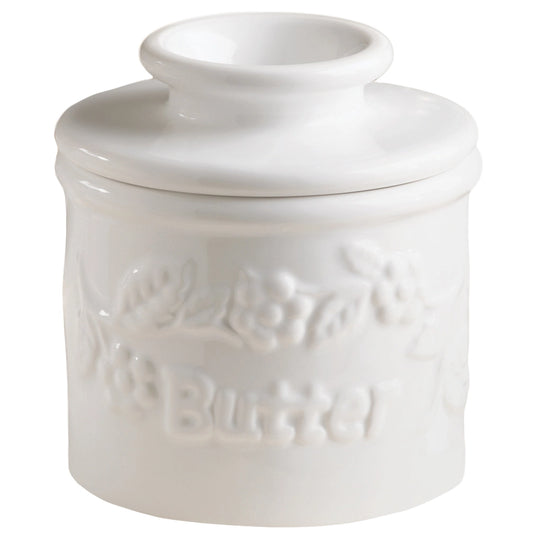 The Original Butter Bell® Crock - White Raised Floral
