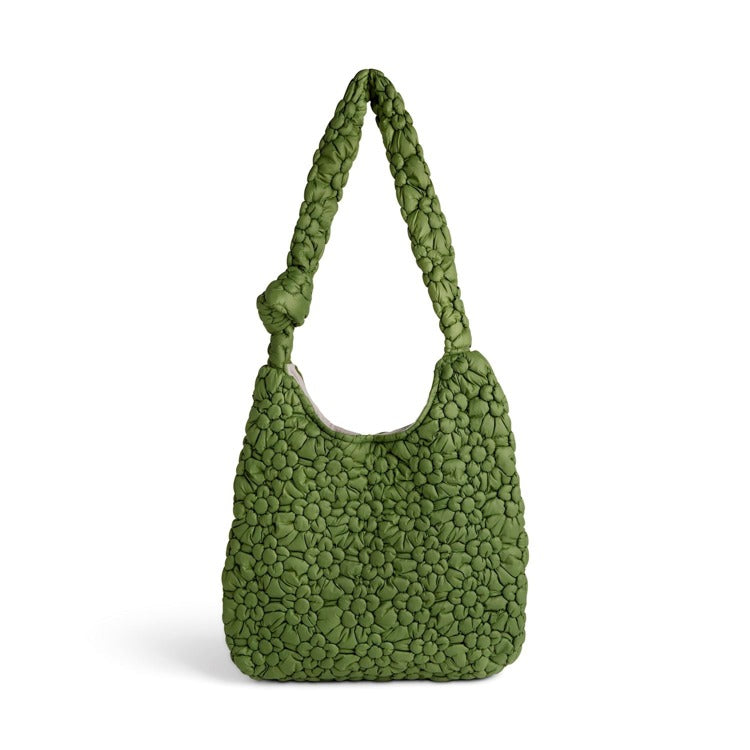 Green Quilted Flower Tote