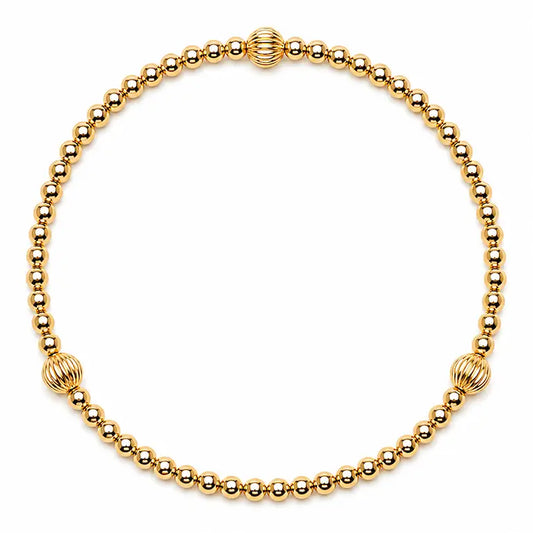 Sedona 2mm Gold-Filled Beaded and Corrugated Stretch Bracelet