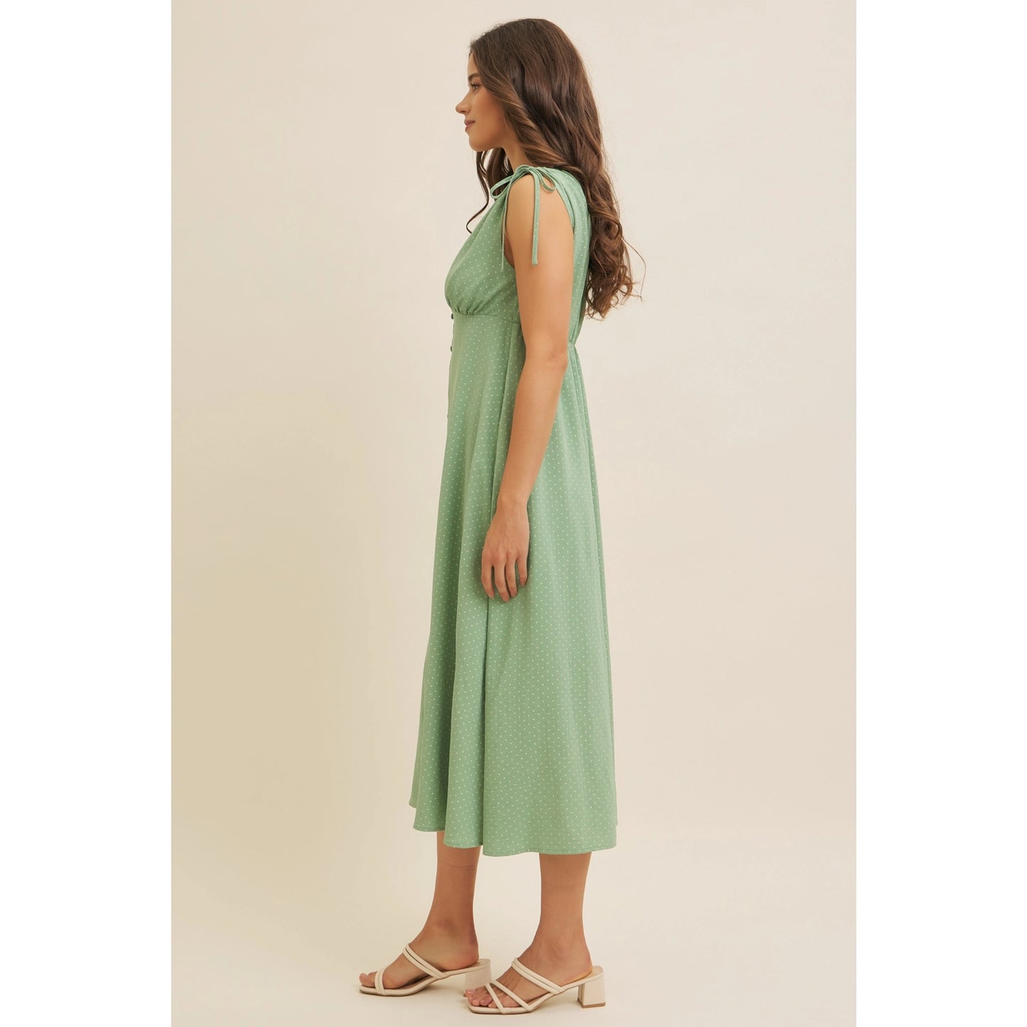 Classic Polka Dot Button-Down Midi Dress