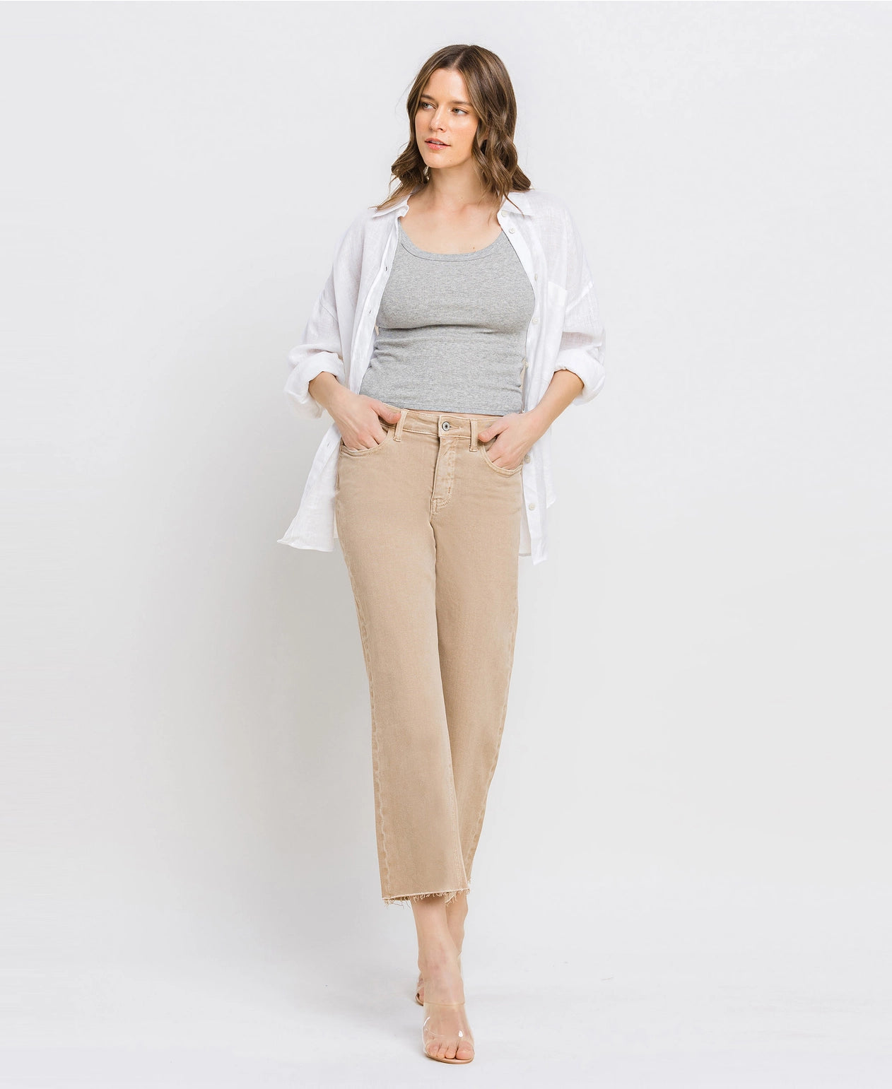 High Rise Crop Wide Leg Jeans