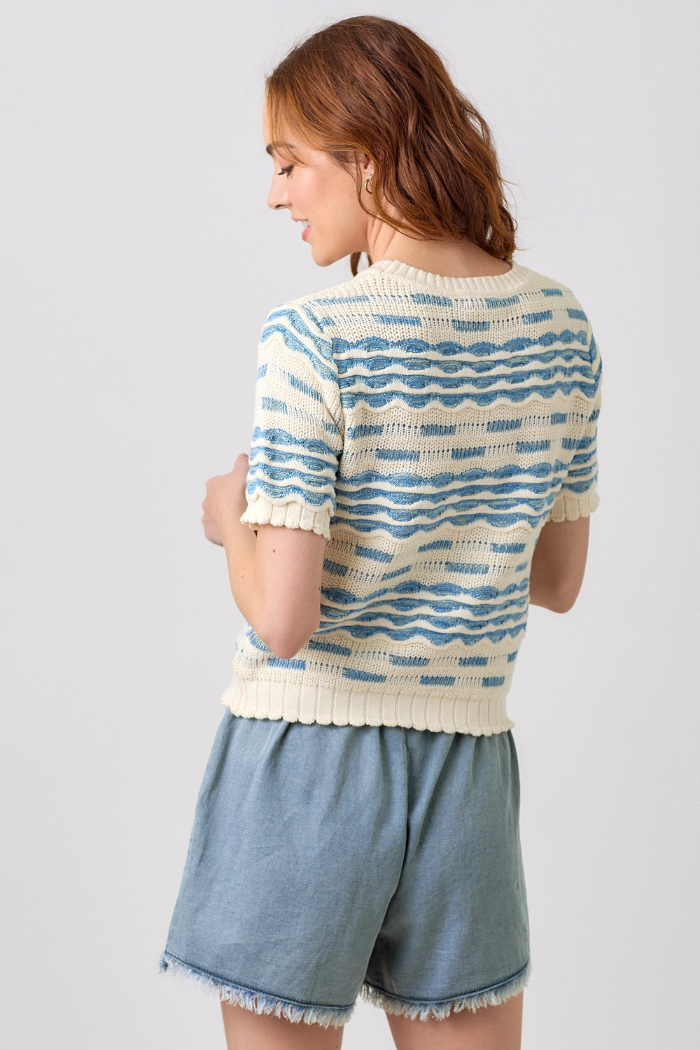 Scallop Pullover Sweater Top