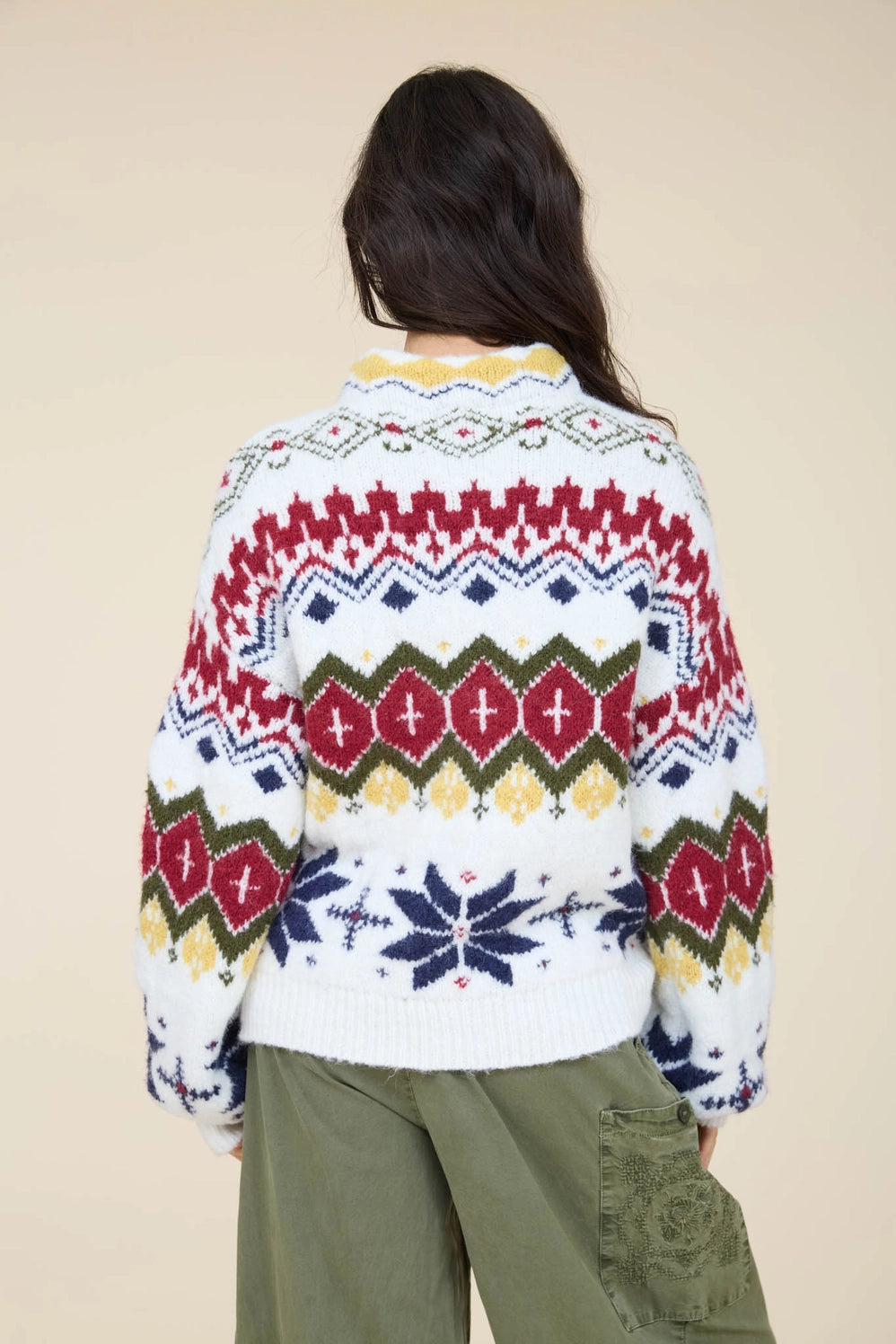 Winter Fair Isle Mock Neck Knit Sweater