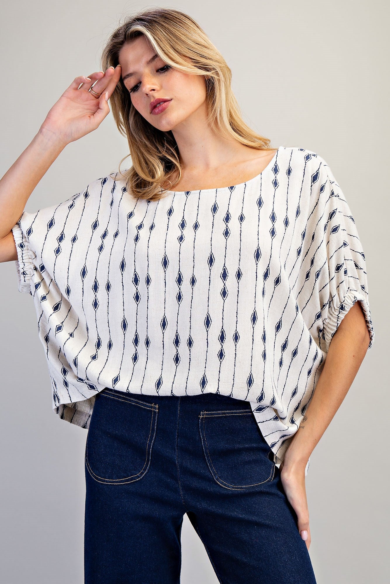 Geometric Dolman Sleeve Blouse