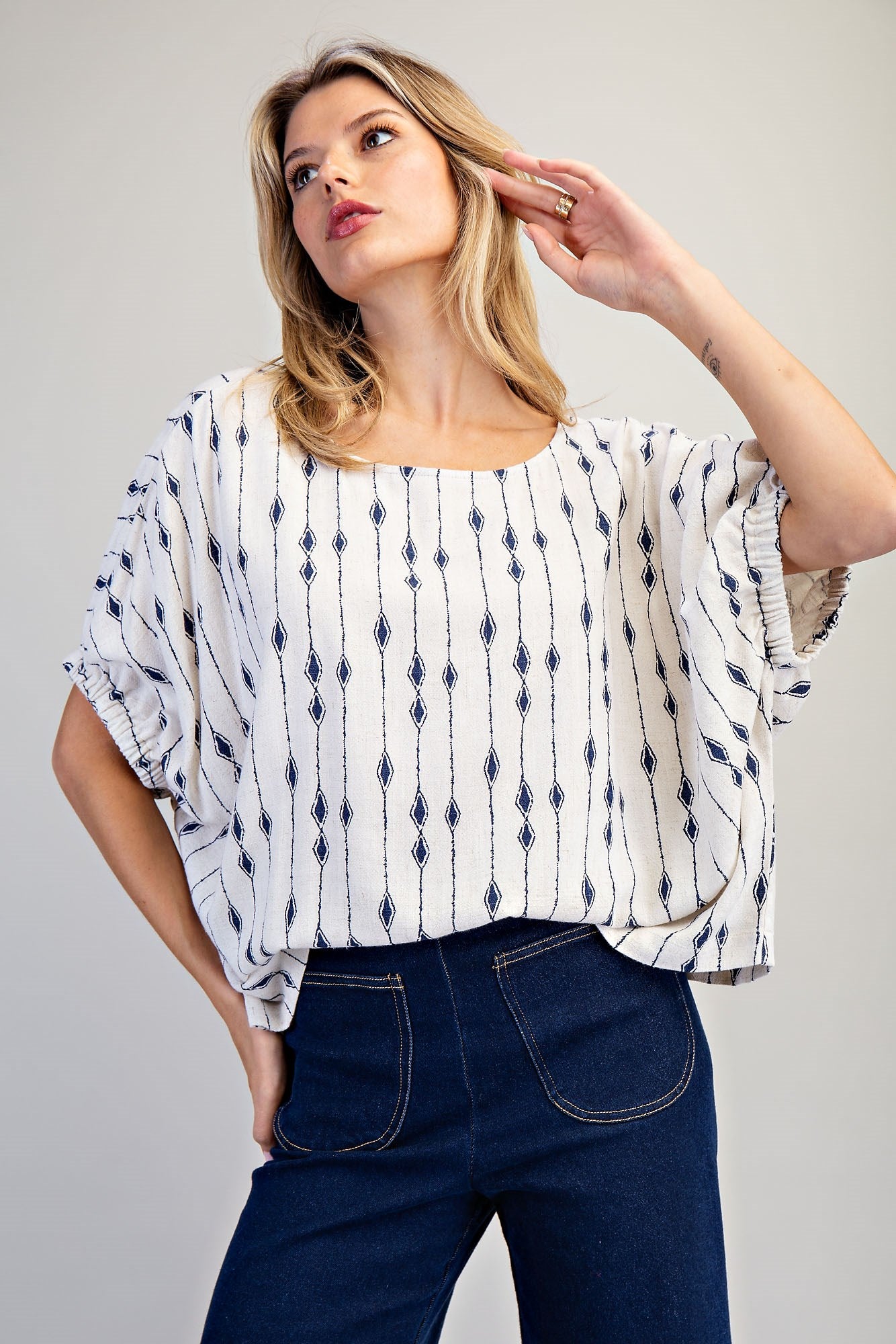 Geometric Dolman Sleeve Blouse