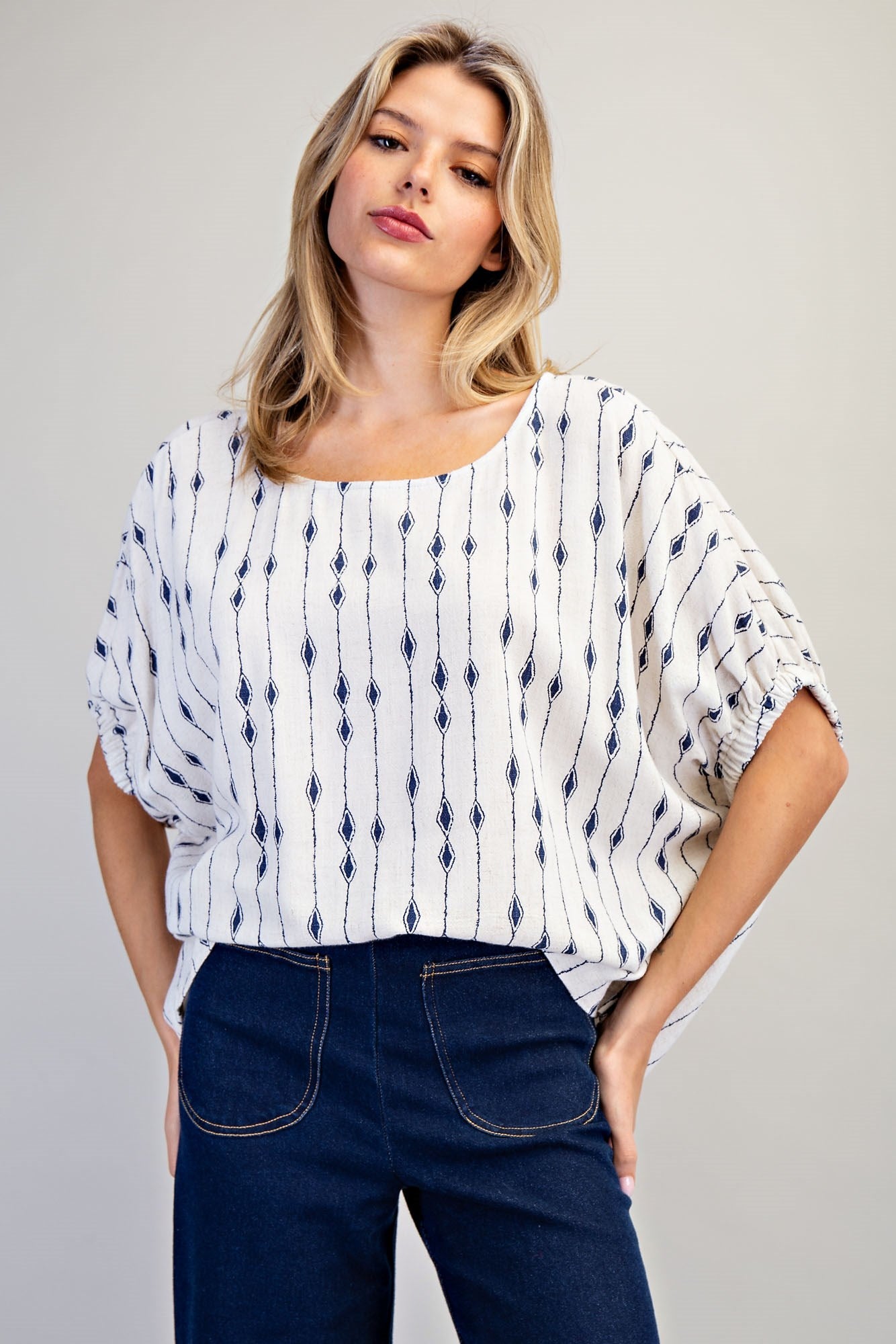 Geometric Dolman Sleeve Blouse