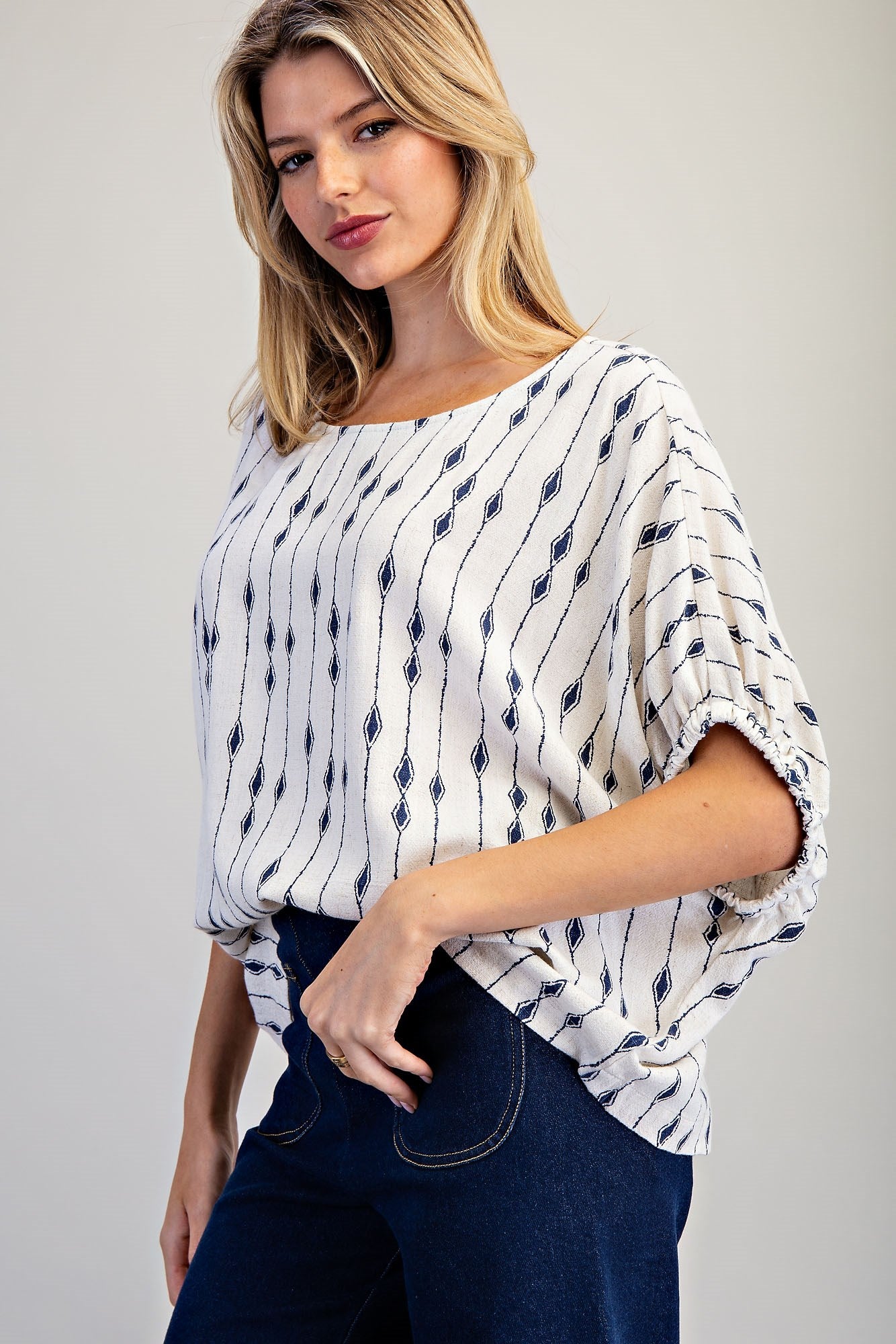 Geometric Dolman Sleeve Blouse
