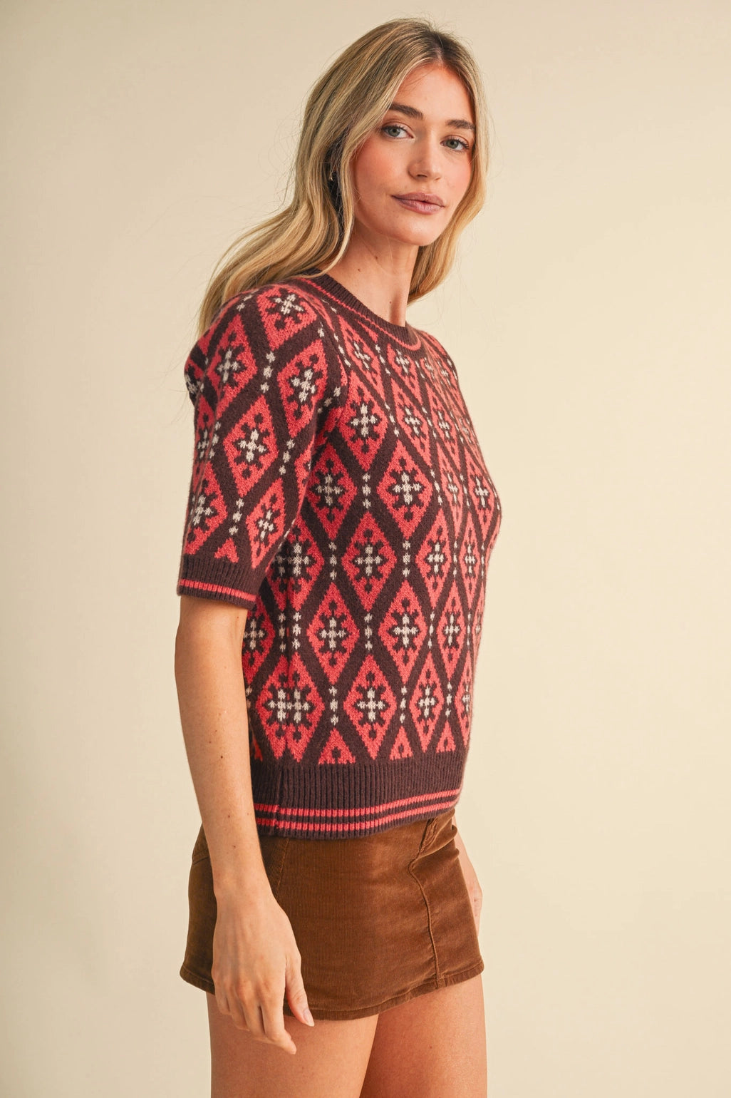 Geometric Knit Sweater Top