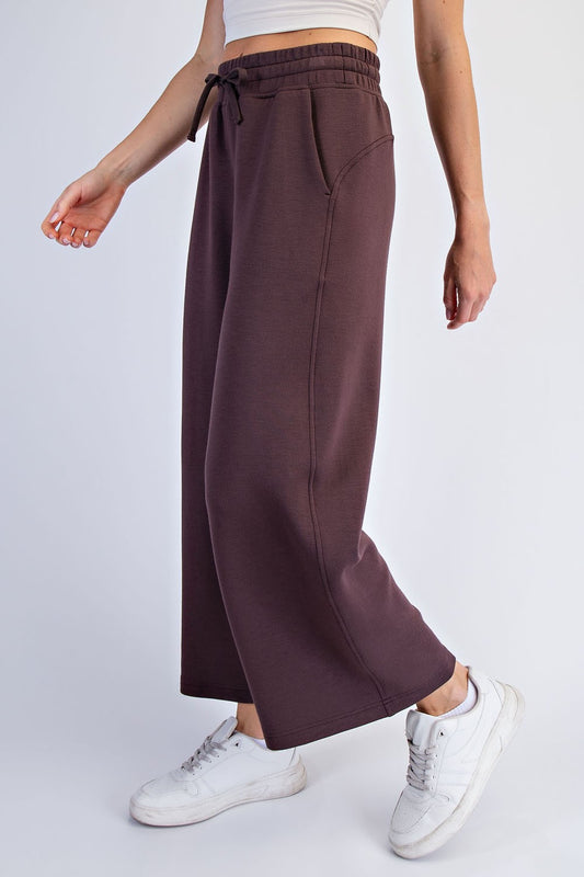 Modal Scuba Cropped Wide Pant - Espresso