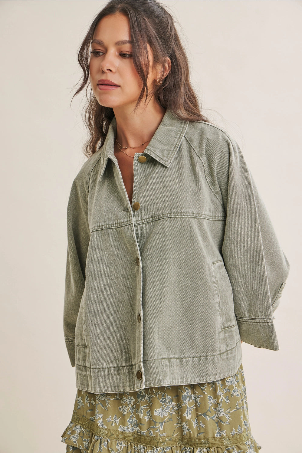 Mineral-Washed Cotton Twill Utility Jacket