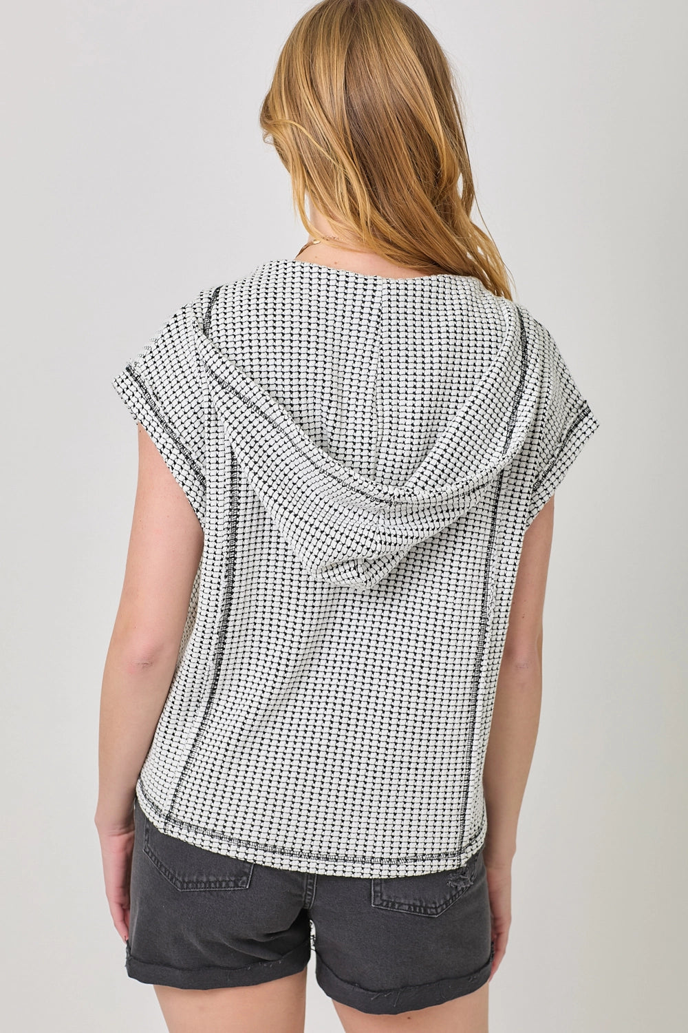 Notched V-Neck Oversized Hoodie Top