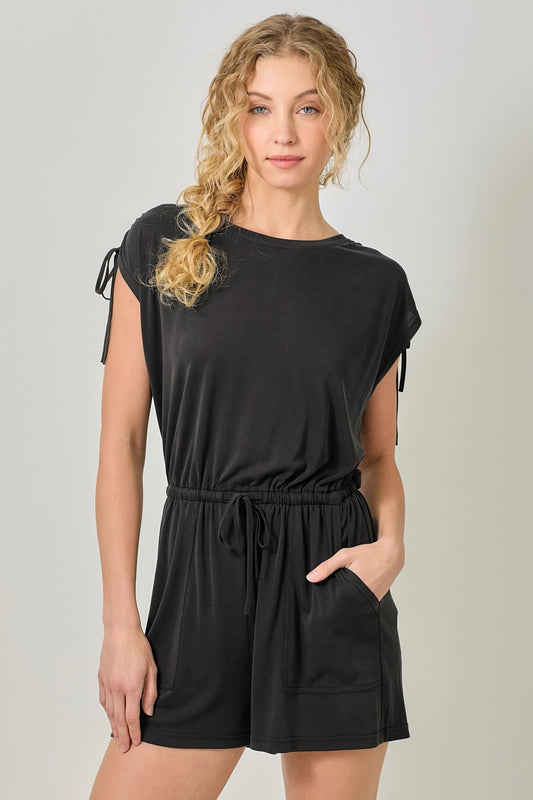 Cinched Shoulder Tie Romper