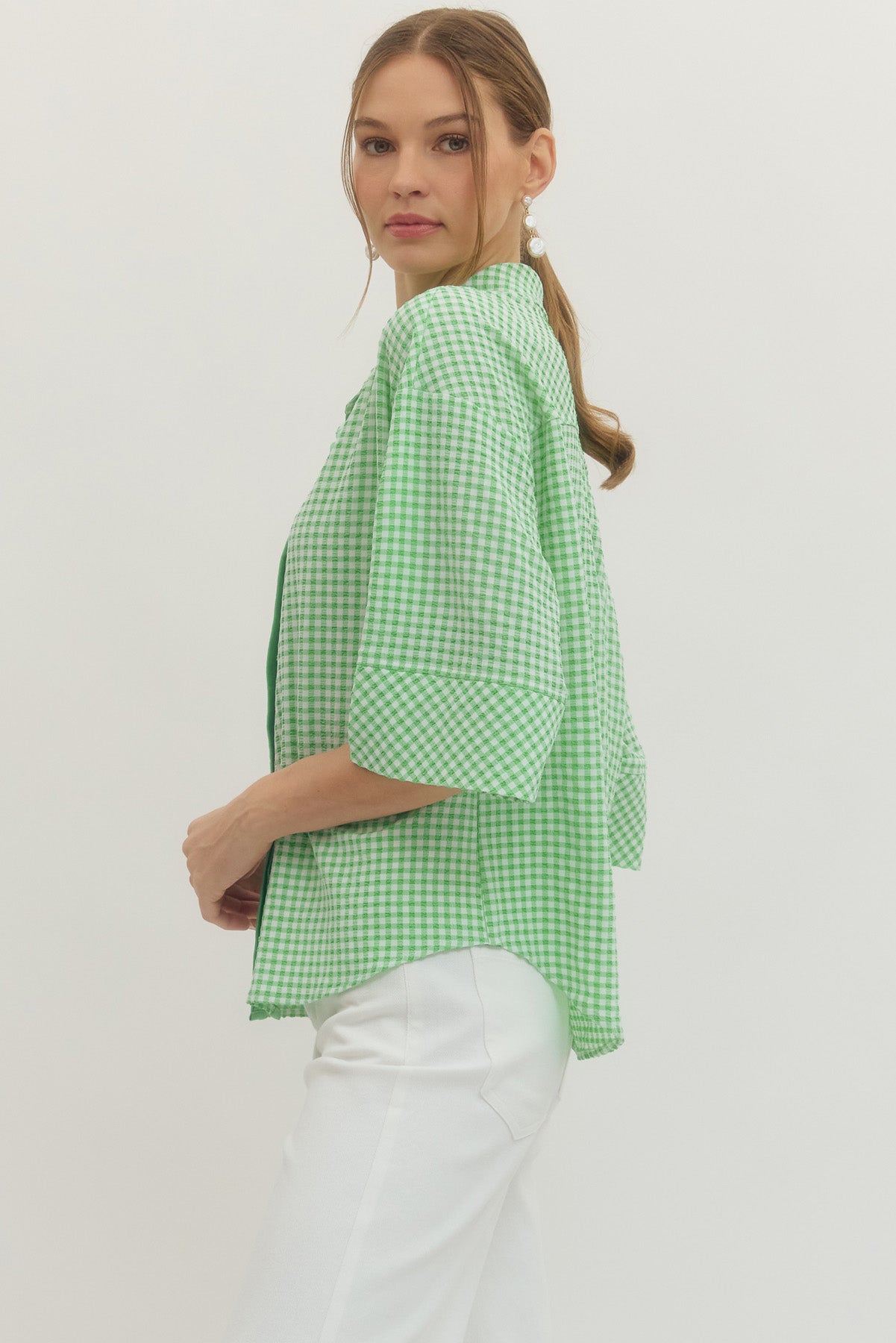 Gingham Button Up - Green