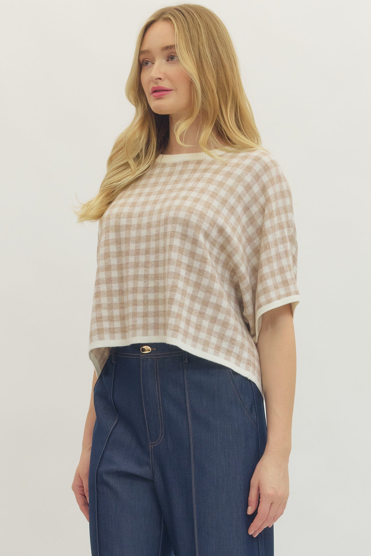 Gingham Top - Oatmeal