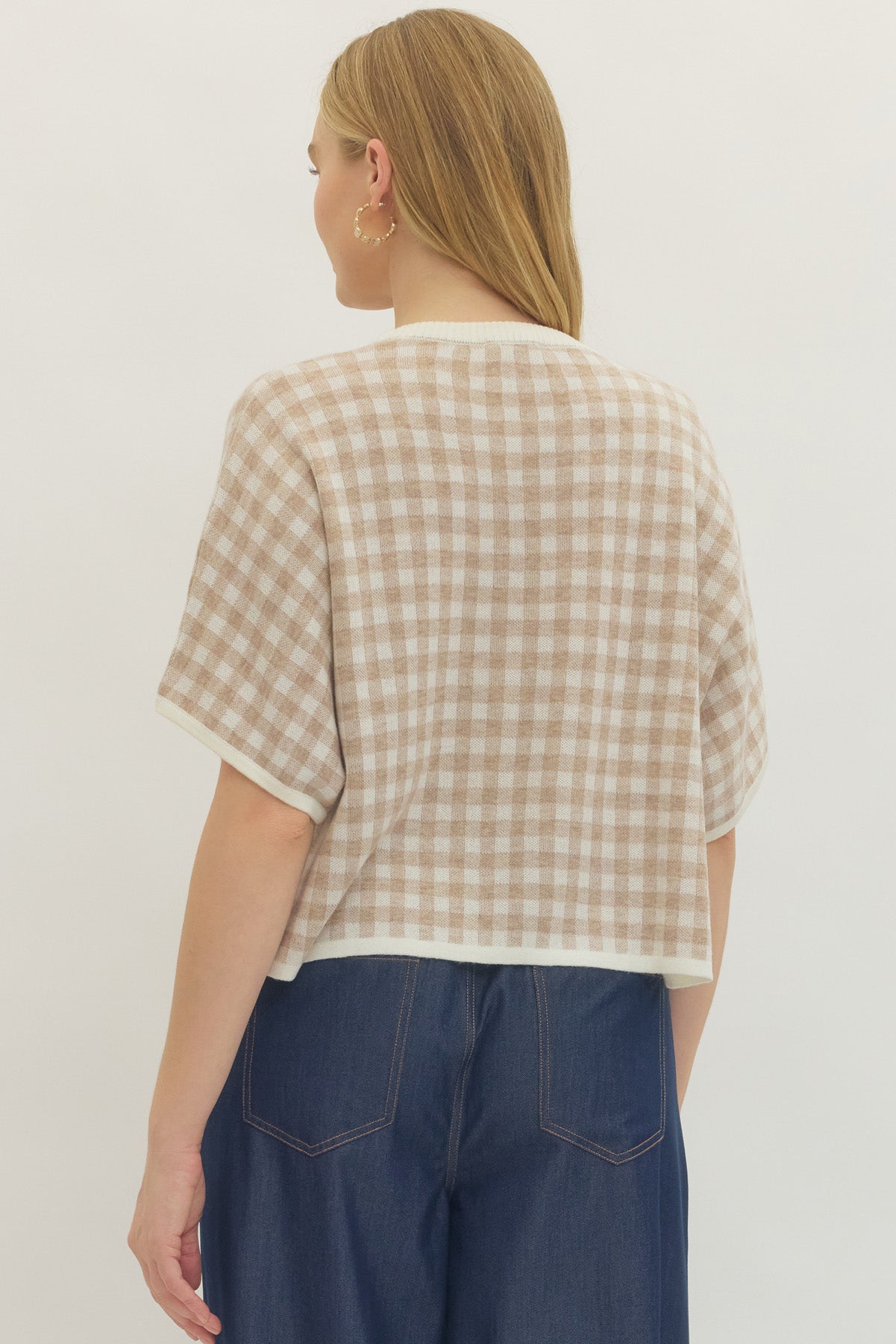 Gingham Top - Oatmeal