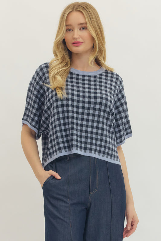 Gingham Top - Navy